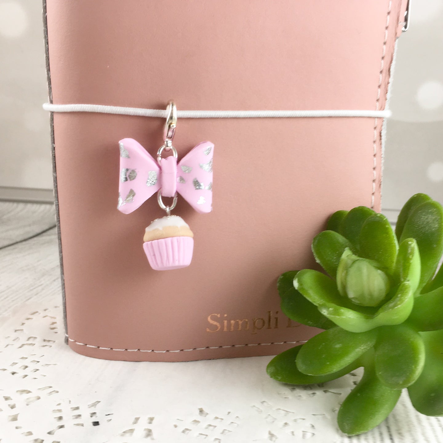 Bow and Cupcake Dangle Traveller Notebook Charm