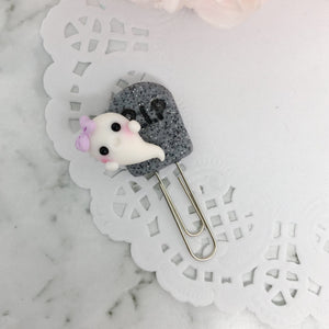 Ghost with Tombstone Paperclip